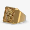 Skull Crest Men’s Signet Ring-14K Solid Gold - Thumbnail Image 3