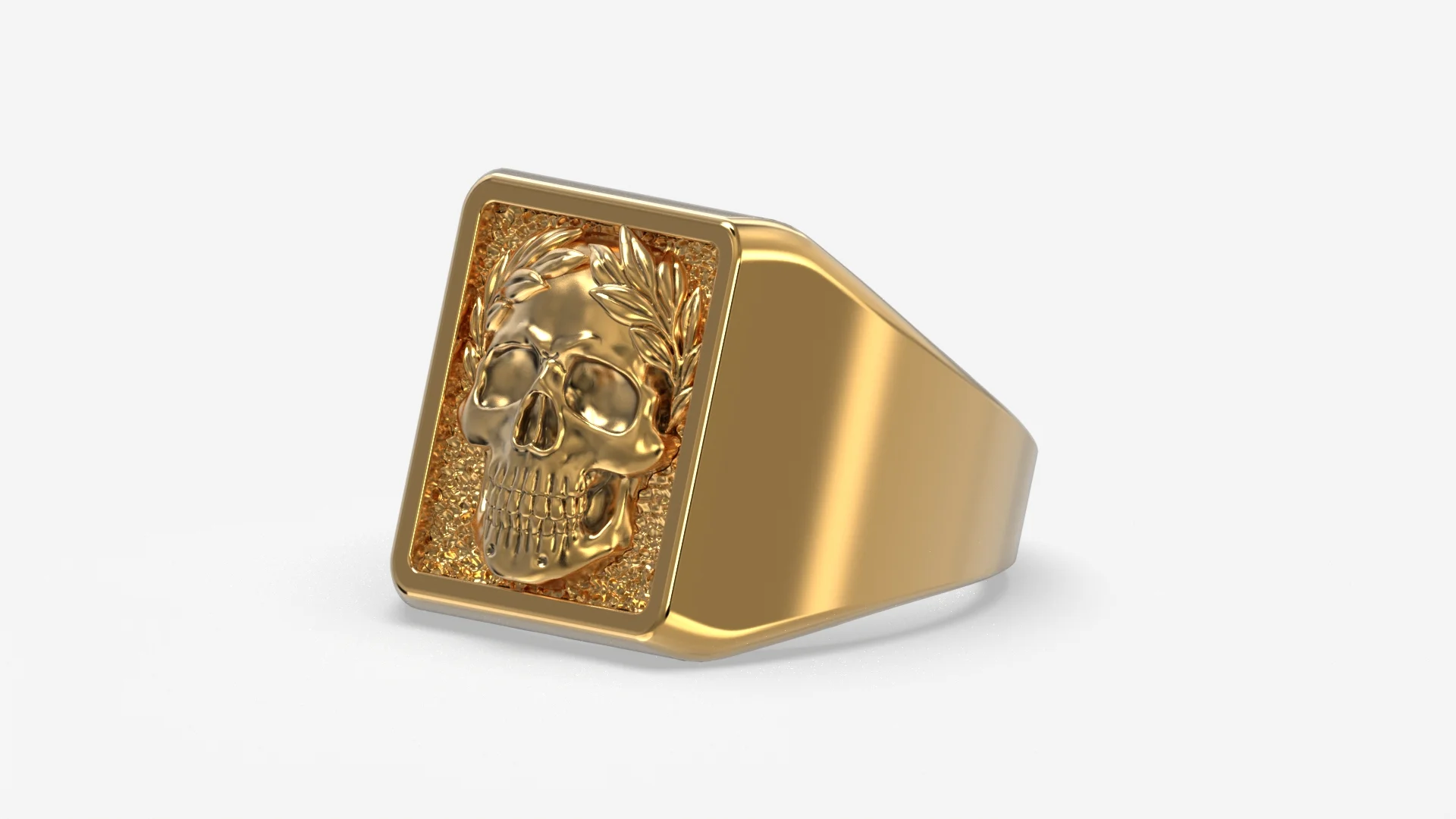 Skull Crest Men’s Signet Ring-14K Solid Gold - Image 3
