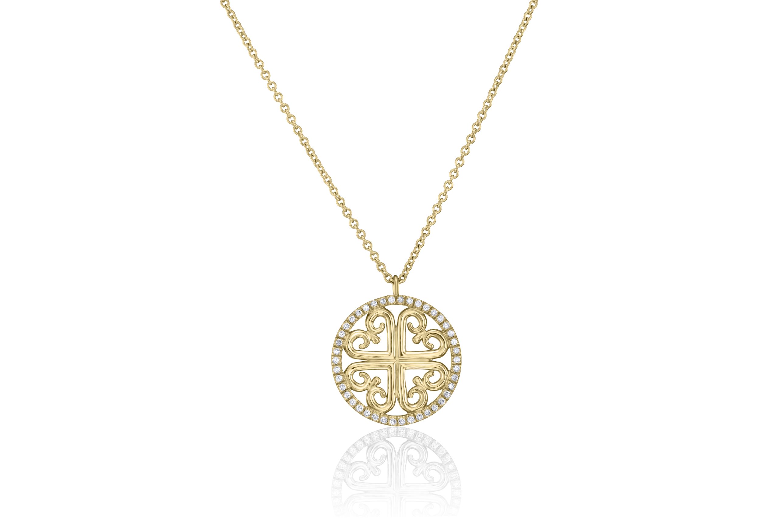 Scroll Rosette Medallion-0.20 ct Diamond Pendant - Image 1