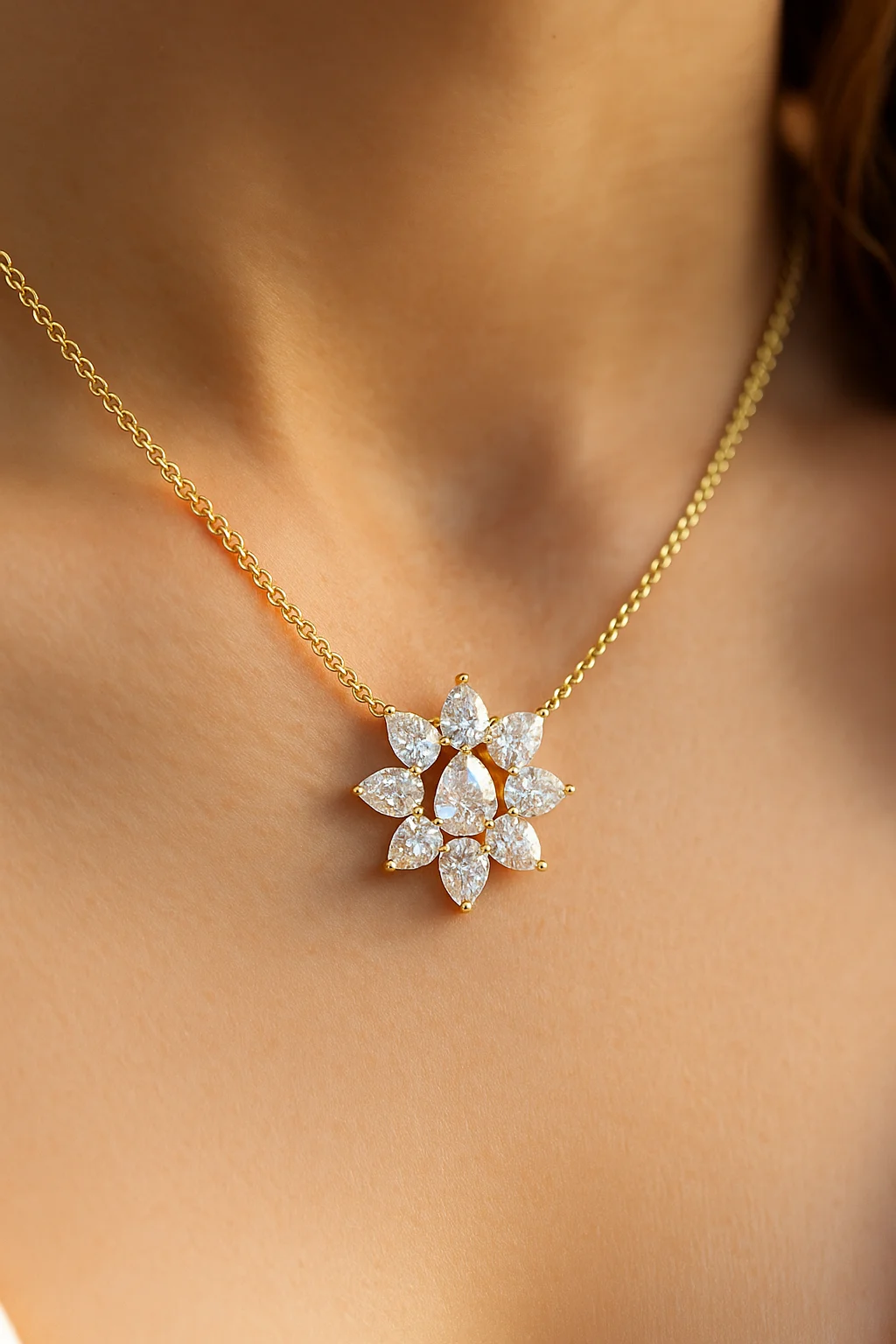 Pear Snowflower Diamond Pendant - Image 4