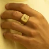 Starfish Crest Signet Ring-14K Recycled Gold - Thumbnail Image 4